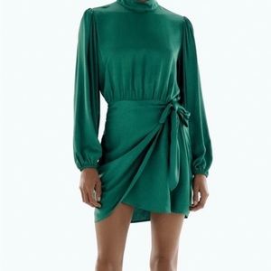 Zara Emerald Mini Long Sleeve Dress size small
